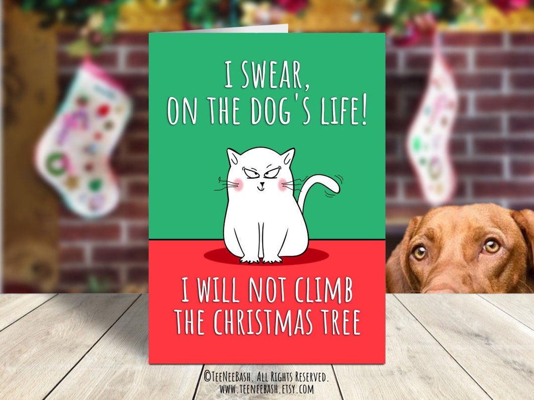 Printable Cat Christmas Card Funny Christmas Card Cat Holiday Card ...