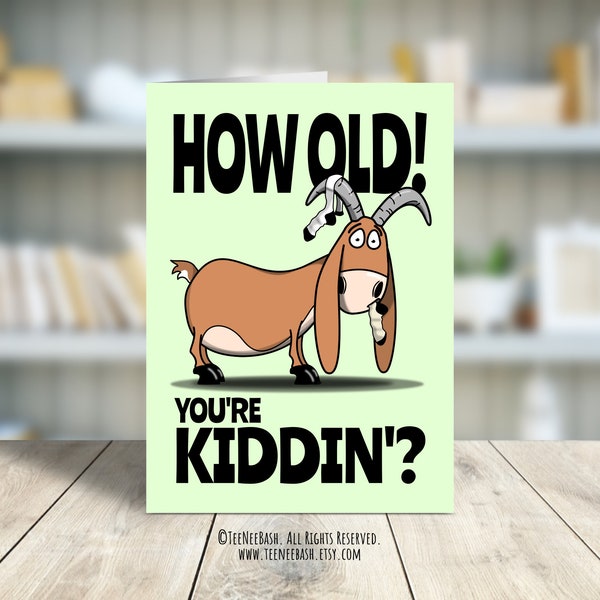 Printable Birthday Card 5"x7", Funny Goat Greeting Card For Kids, Print at Home, Includes Printable Envelope, PDF Files, Digital Download