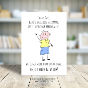 Printable New Job Card 5&quot;x7&quot;, Funny Leaving Work Card, Coworker Promotion Card, Includes Printable Envelope, PDF Files, Digital Download