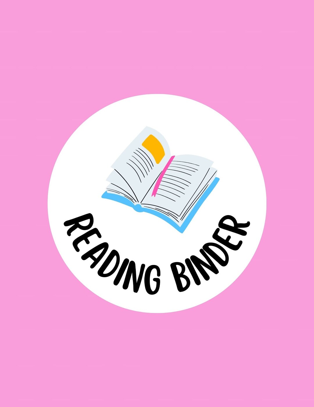 Reading Binder Cover Coloring Art Gift Card Etsy