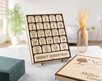 Unique Christmas Holiday Gifts, Jewelry Gifts Advent Calendar For All Family Members, Custom Wooden Advent Calendar with 25 Surprising Gifts