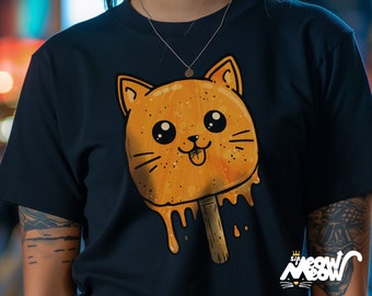 Funny Melting Cat Popsicle T-Shirt, Summer Graphic Tee