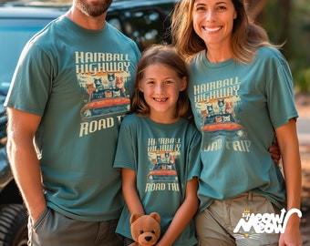 Hairball Highway Road Trip T-Shirt, Cat Adventure Tee, Feline Road Trip Shirt, Driving Cat Lovers Top, Unisex Shirt