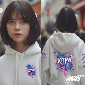 Sudadera con capucha Kitten Color Splash: sudadera vibrante para amantes de los gatos