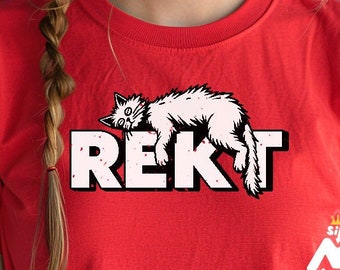 REKT Cat Meme T-Shirt: Funny Gamer Unisex Tee