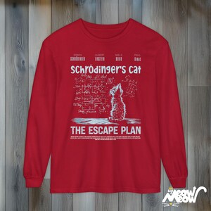 Schrödinger's Cat T-Shirt: Funny Physics Science Long Sleeve Unisex Tee Red