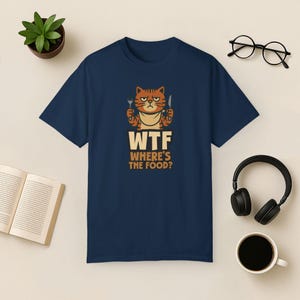 T-shirt met grappige kat: Sarcastic Foodie Comfort Colors-shirt True Navy