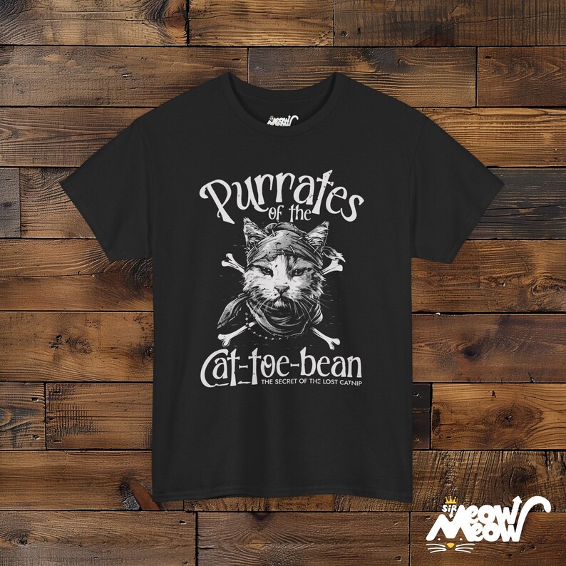 Cat Pirate T-Shirt: Purrates of the Cat-toe-bean Unisex Tee Black