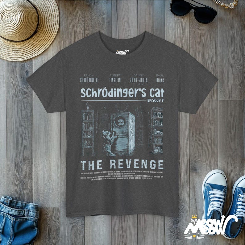 Schrödinger's Cat Revenge T-Shirt: Funny Physics Science Tee Dark Heather