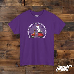 Underestimated Cats T-Shirt Unisex, Cat Scooter Shirt, Funny Cat Lover Tee, Independence Gift Purple