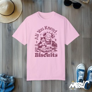Funny Baking Cat T-Shirt: All You Knead Are Biscuits - Comfort Colors 1717 Blossom