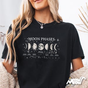 Comfort Colors Moon Phases Shirt, Lunar Cycle Graphic Tee, Celestial Witchy Shirt, Astrology Moon Tee, Moon Phases T-Shirt, Boho Star Shirt