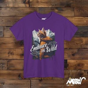 Adventure Cat Unisex Shirt: Embrace the Wild Outdoor Design Purple