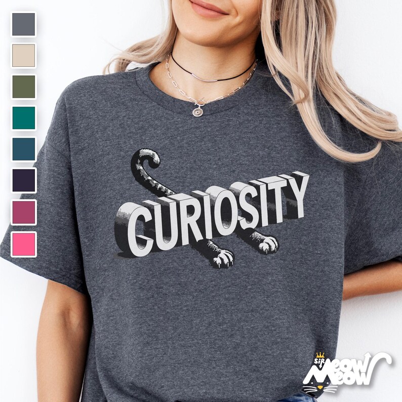 Camiseta unissex Curious Cat: presente divertido para quem ama gatos imagem 1