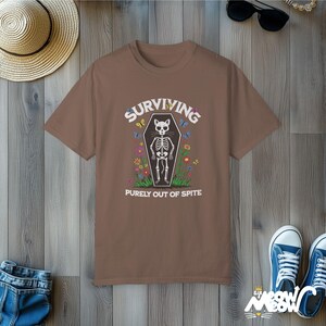 Skeleton Cat T-Shirt: Funny Dark Humor Comfort Colors Tee Espresso