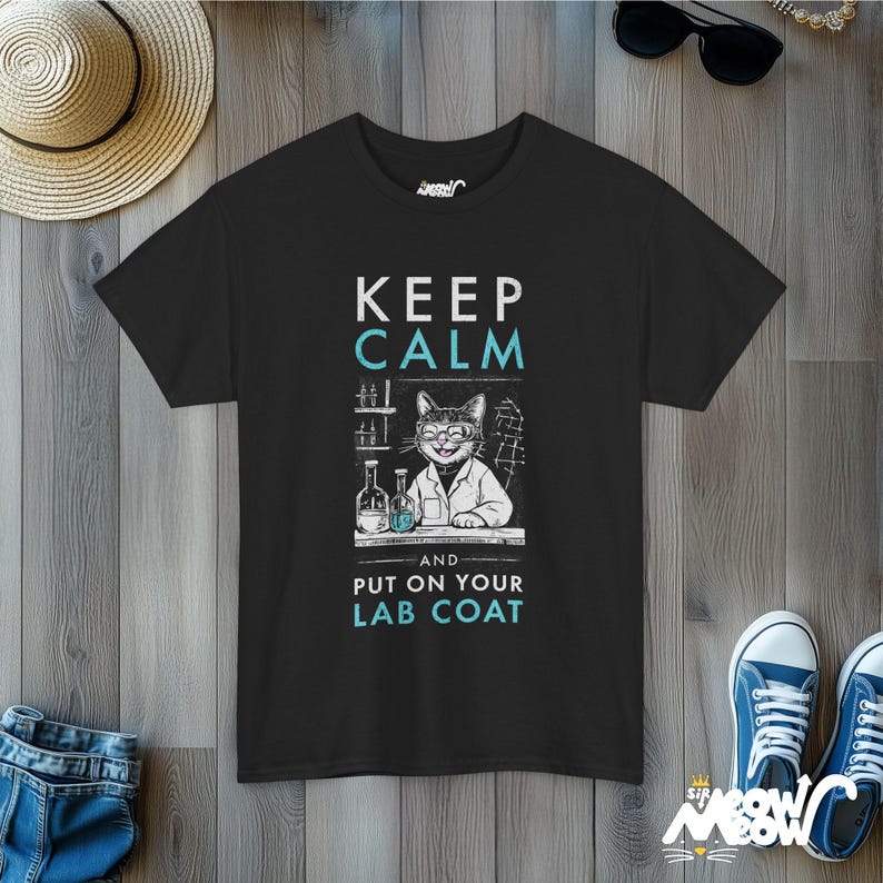 Shirt kattenwetenschapper: grappig T-shirt wetenschapsliefhebber Black