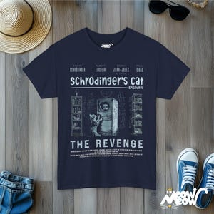 Schrödinger's Cat Revenge T-Shirt: Funny Physics Science Tee Navy