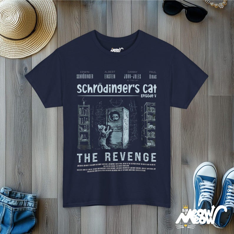 Schrödinger's Cat Revenge T-Shirt: Funny Physics Science Tee Navy