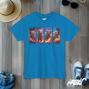 Astronaut Cats T-Shirt: Space Galaxy Kitten Tee Sapphire