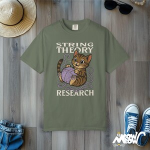 Comfort Colors String Theory Cat Shirt: Funny Physics Tee Moss