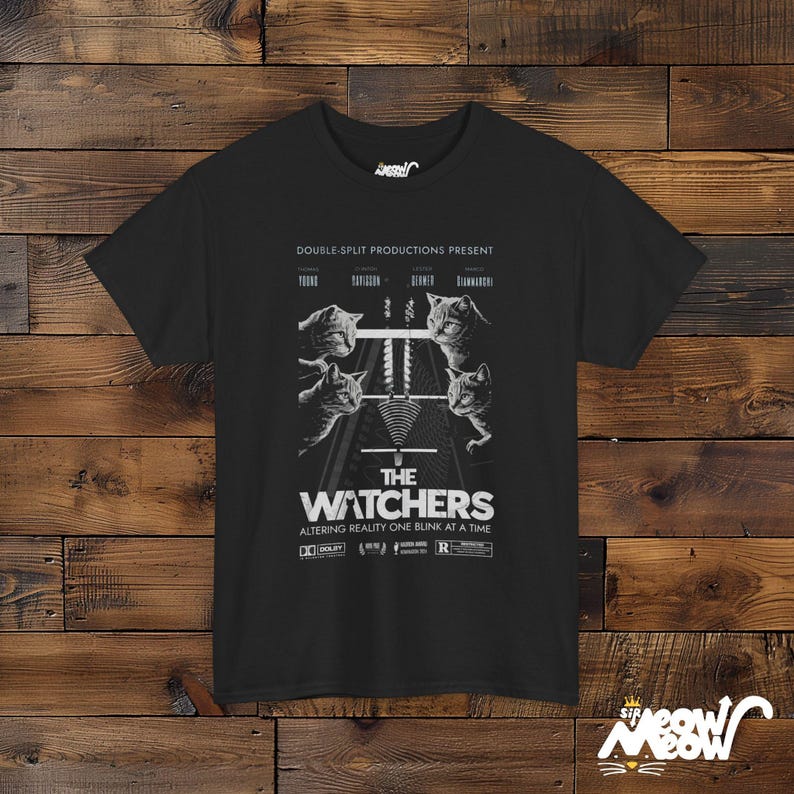 The Watchers Cat Science T-shirt - T-shirt drôle de mécanique quantique - Cadeau pour les amateurs de chats et de physique Black