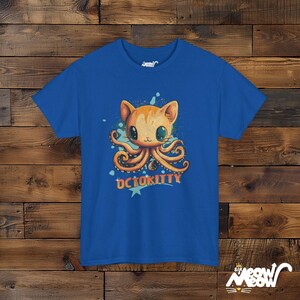 OctoKitty T-Shirt, Cute Octopus Cat Hybrid Design, Fun Ocean-Themed Cat Lover Tee, Quirky Animal Mashup Gift Royal