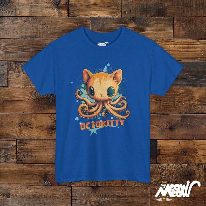 OctoKitty T-Shirt, Cute Octopus Cat Hybrid Design, Fun Ocean-Themed Cat Lover Tee, Quirky Animal Mashup Gift Royal