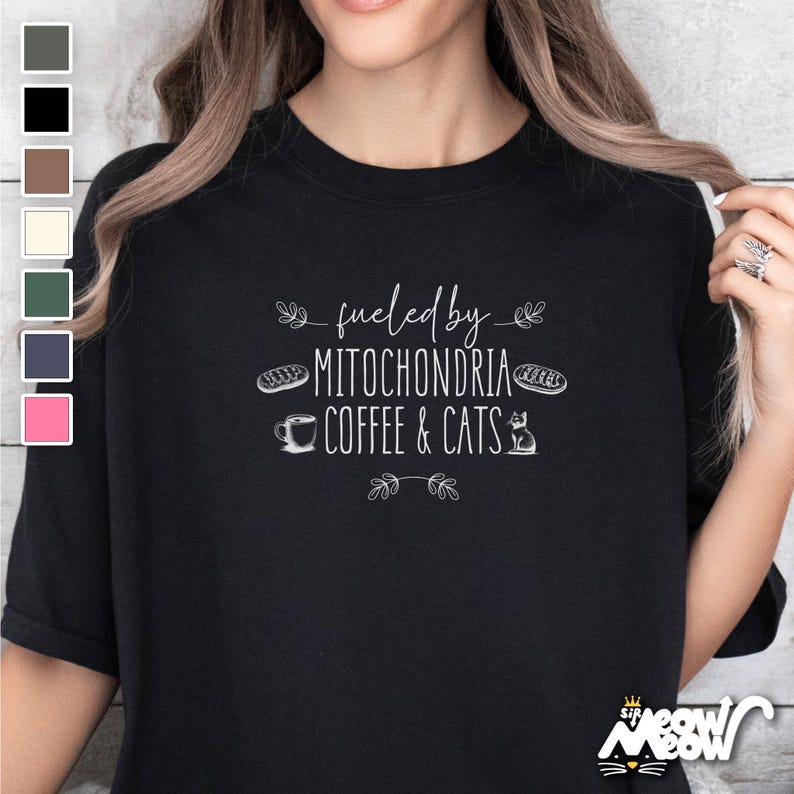 Camiseta Mitochondria Coffee Cats: Camiseta científica con colores cómodos imagen 1