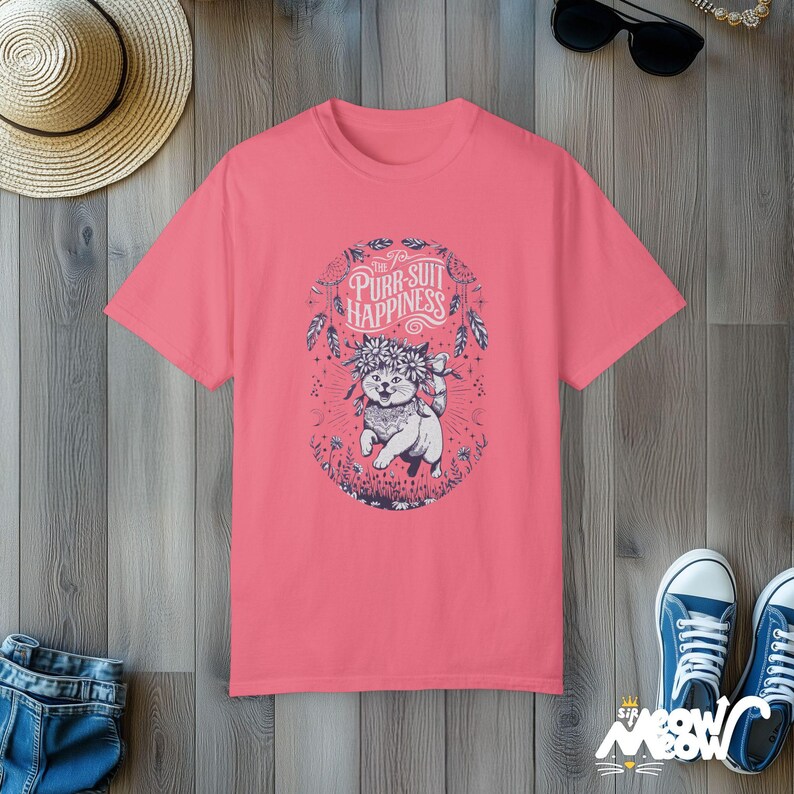 Camiseta de gato floral: ronroneo de felicidad y vibraciones positivas Peony