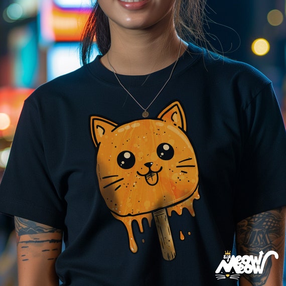 Funny Melting Cat Popsicle T-Shirt, Summer Graphic Tee