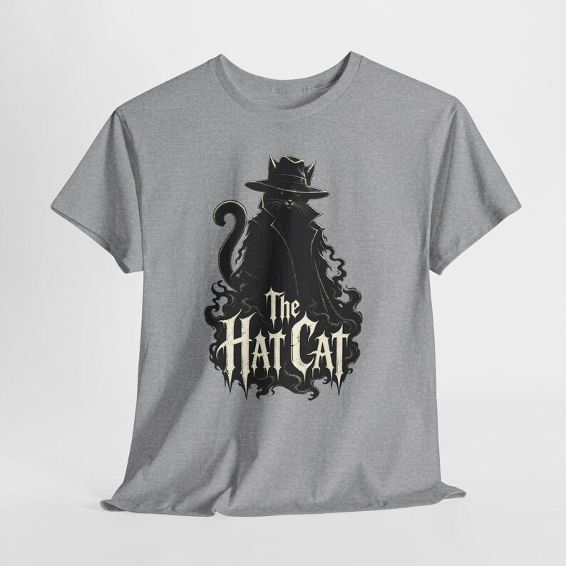 The Hat Cat Gothic T-Shirt, Spooky Halloween Cat Lover Tee image 12