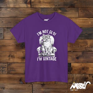 Retro Cat Lovers Tee: I'm Not Old, I'm Vintage Unisex T-Shirt Purple