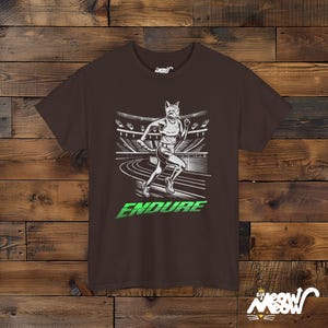 Cat Runner T-Shirt: Motivational Athlete Unisex Tee Dark Chocolate
