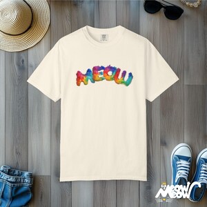 Regenbogen Meow Katzen-T-Shirt: Komfort Farben Stolz T-Shirt Ivory