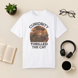 Adventure Cat Hiking Shirt: Funny Nature Tee, Comfort Colors White