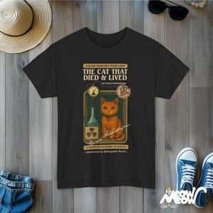 Schrödinger Cat T-Shirt: Retro Quantum Physics, Nerdy Science Gift Black