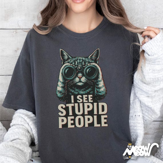 Comfort Colors Cat Binoculars T-Shirt: Sarcastic Humor Tee