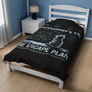 Schrödinger's Cat Plush Blanket: Science-Themed Velveteen Throw image 5