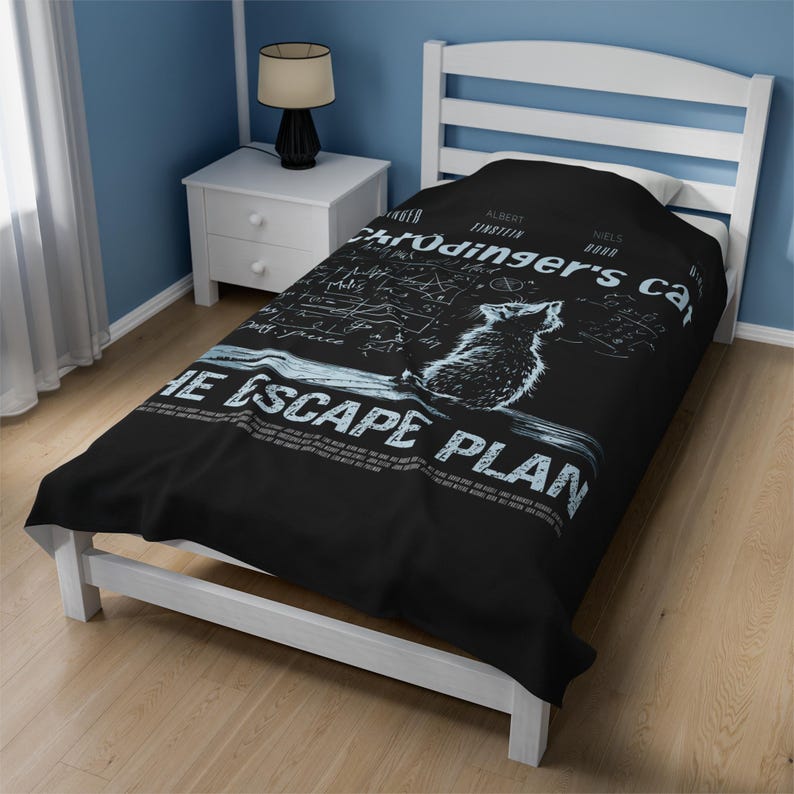 Schrödinger's Cat Plush Blanket: Science-Themed Velveteen Throw image 5