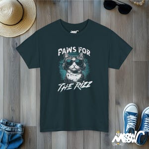 Tatzen für The Rizz T-Shirt: Lustige Katze mit Kopfhörern Midnight