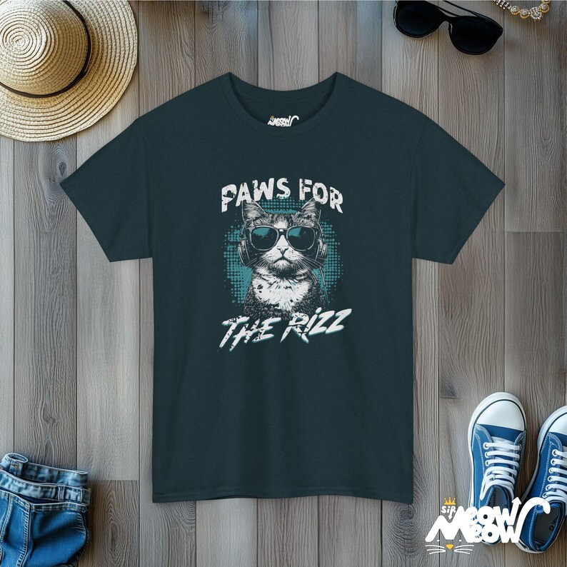 Tatzen für The Rizz T-Shirt: Lustige Katze mit Kopfhörern Midnight