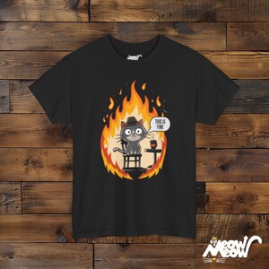 T-shirt grappige kattenmeme: dit is prima Black