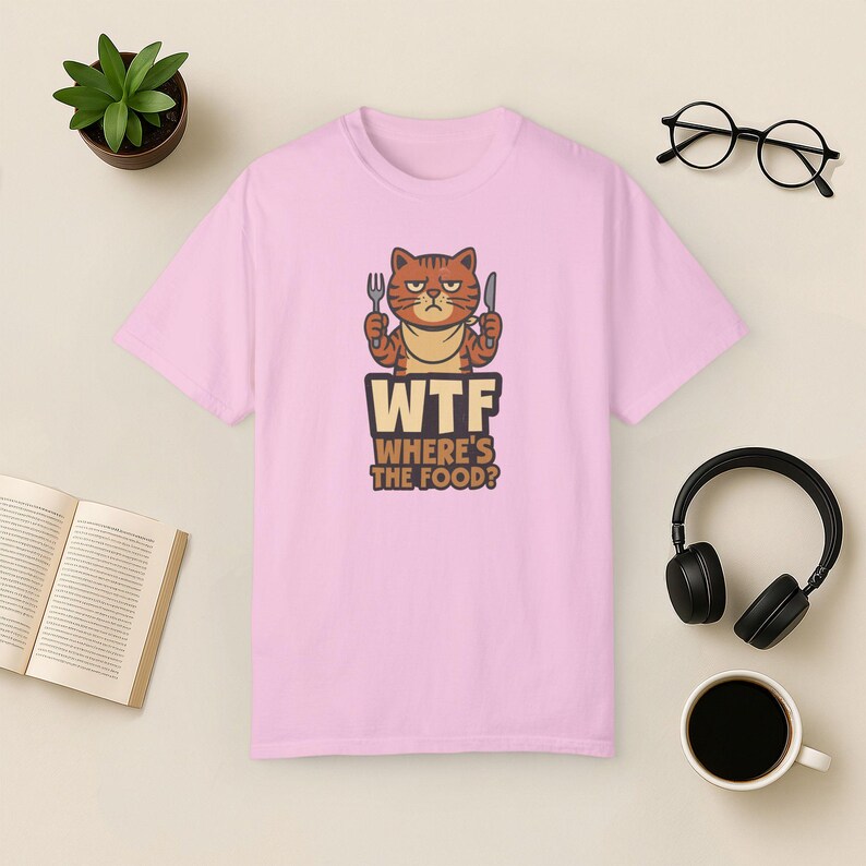 T-shirt met grappige kat: Sarcastic Foodie Comfort Colors-shirt Blossom