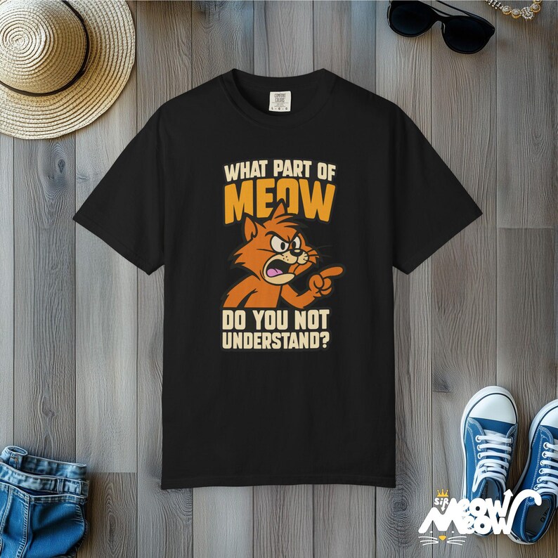 Camiseta Comfort Colors de gato enojado: un regalo divertido para los amantes de los gatos Black