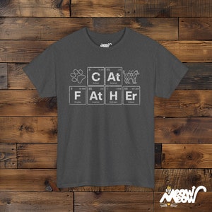 猫好きのお父さん向けTシャツ：周期表科学ギフト Dark Heather