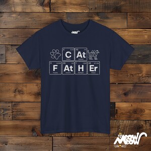 猫好きのお父さん向けTシャツ：周期表科学ギフト Navy