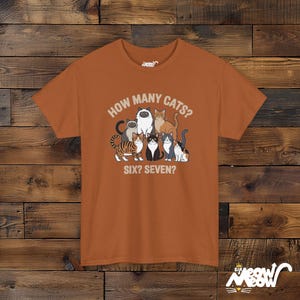 Funny Cat Mom T-Shirt, How Many Cats, Unisex Tee Texas Orange