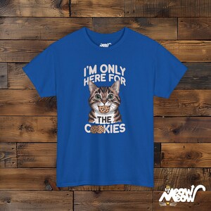 I'm Only Here for the Cookies - Cat and Cookie Lovers Unisex Tee Royal