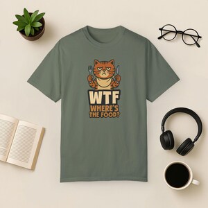 T-shirt met grappige kat: Sarcastic Foodie Comfort Colors-shirt Moss