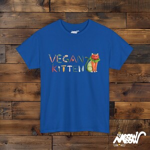 Camiseta vegana de gatito: diseño divertido de gato vegetariano, camiseta ecológica Royal